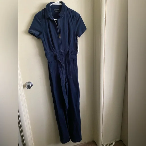 Urban Outfitters Corduroy Utility Jumpsuit with Drawstring Waist in Navy - Picture 1 of 6